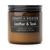 Craft + Foster Candle 12oz Leather & Teak - Natural Soy Wax Candle