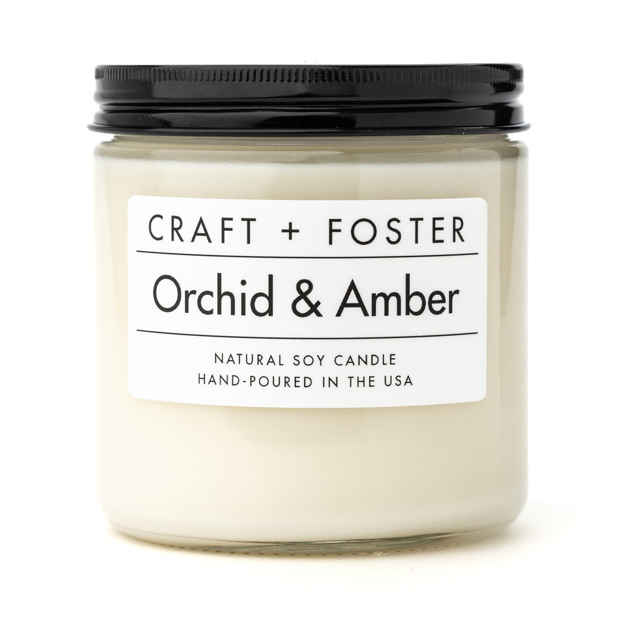 Craft + Foster Candle 8oz Orchid & Amber - Natural Soy Wax Candle