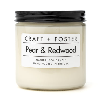Craft + Foster Candle 12oz Pear & Redwood - Natural Soy Wax Candle