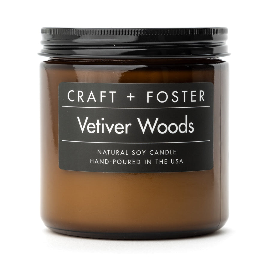 Craft + Foster Candle 8oz Vetiver Woods - Natural Soy Wax Candle