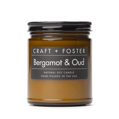 Craft + Foster Candle 8oz Bergamot & Oud - Natural Soy Wax Candle